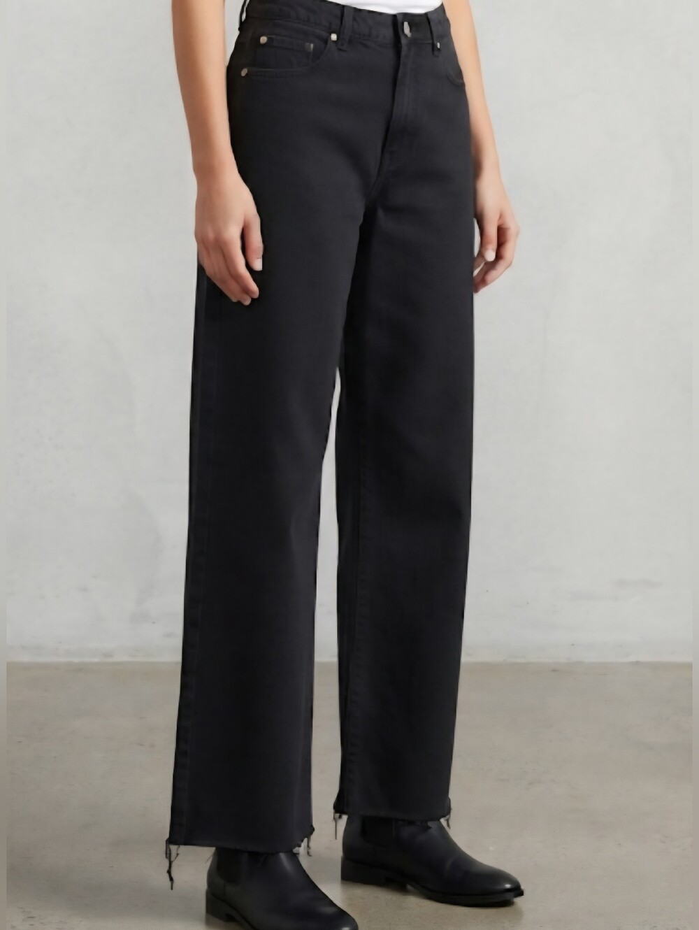 S.O.N.G. High Rise Black Wide Leg Raw Hem Jeans Size 5/27 100% Cotton